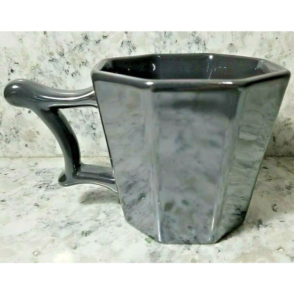 Starbucks 2013 Octagon Coffee Mug Cup Silver‎ Gray Grey Metallic 14OZ